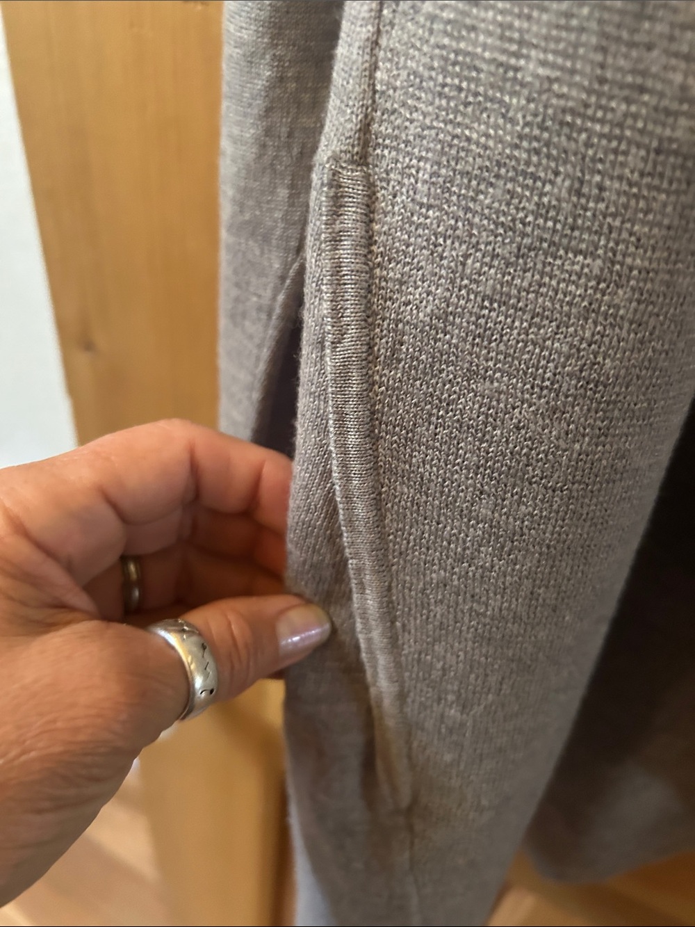 Eileen Fisher Light Gray Open-Front Drape Cardigan - Picture 4 of 9